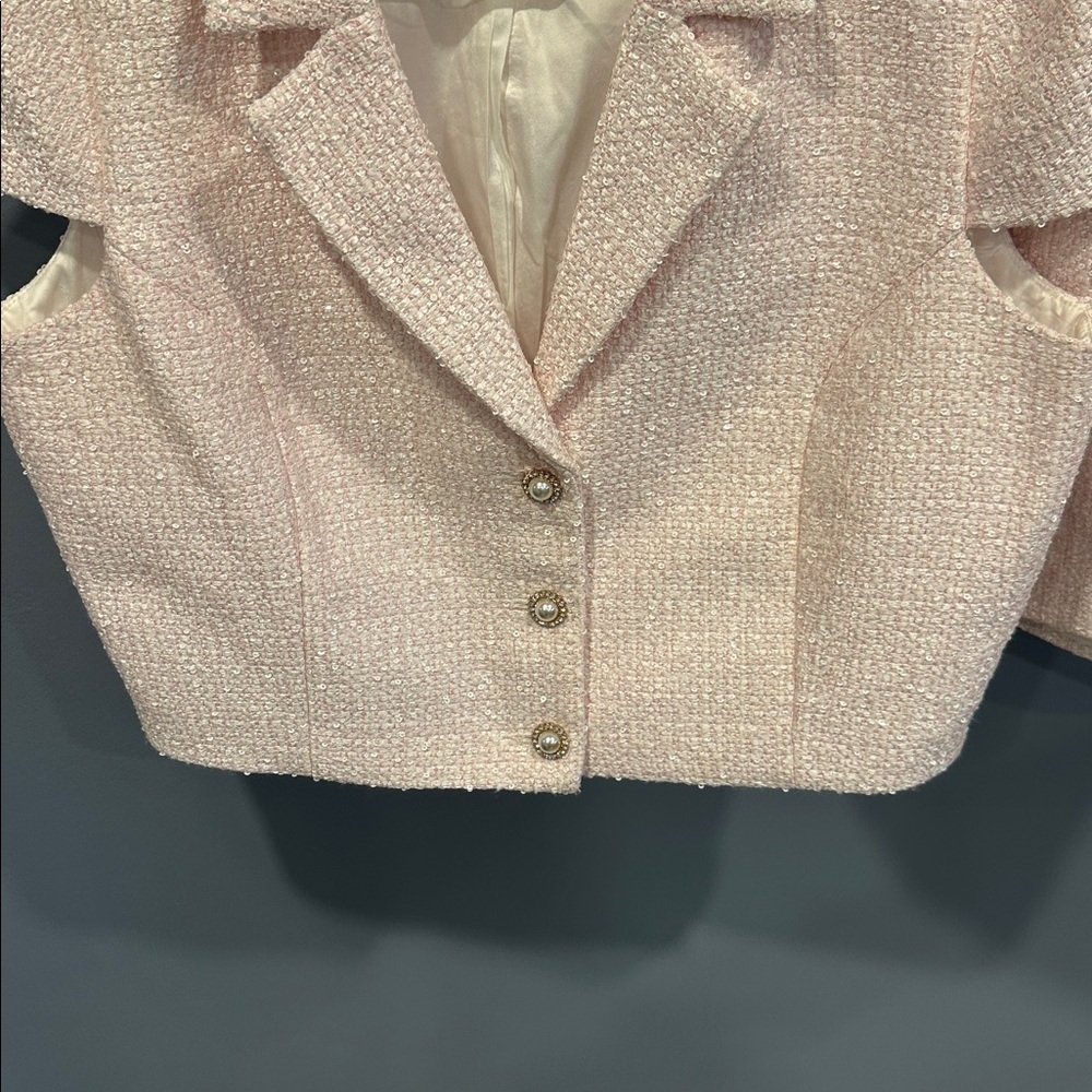 Meshki Mercer Pink Tweed Top and Skirt Set in Fairy Floss Size XL - Picture 5 of 12